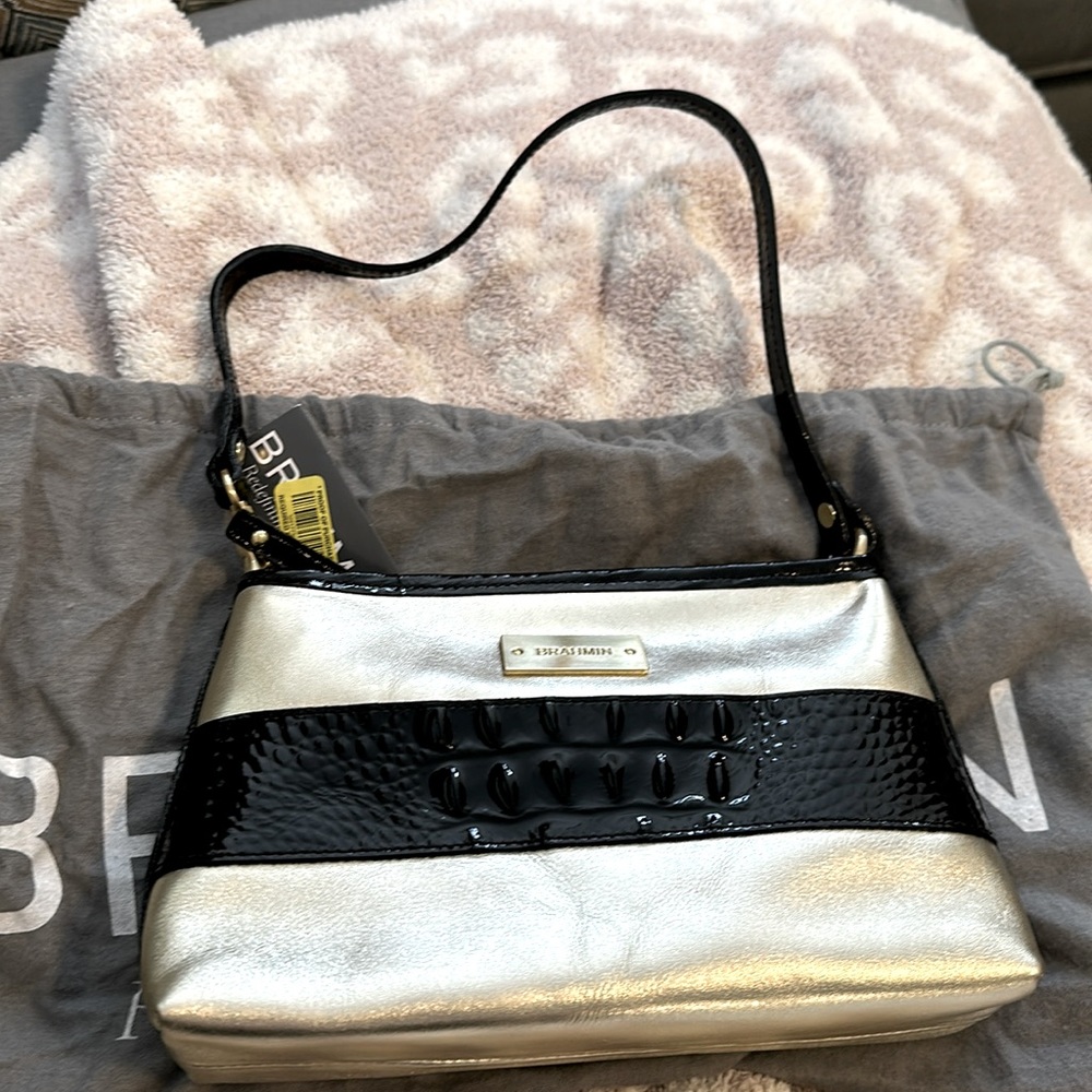 Brahmin Anytime mini in Gold Holiday Vineyard. Genuine leather. New with tags.